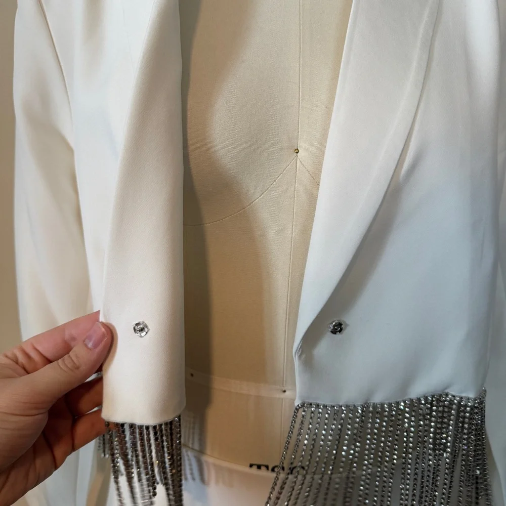 Gianni Bini White Rhinestone Fringe Two Piece Set - Picture 11 of 14